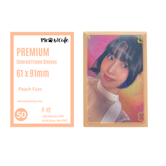 Meowcafe Premium [61x91 mm] Colored Frame Sleeves - Colored Frame Front + Clear Back For Special Visual Representation - Peach Fuzz