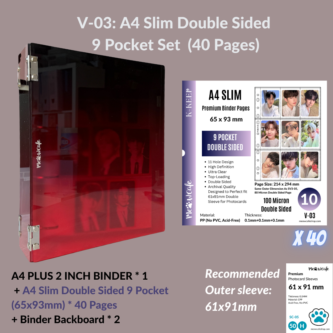 K-KEEP [A4 Plus] - [2 inch]  - Acrylic Binder Aesthetic Hardcover Binder D-Ring | Large Capacity Kpop Photocard Binder (Self-Assembly Required) - Gradient Black Red