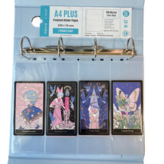 K-KEEP [A4 PLUS] -  4 Horizontal Pocket (Strip) - 11 Holes Premium Binder Pages, 100 Micron Thick, High Definition (Pack of 10) - (W-07)