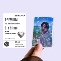 Meowcafe [61x91mm] Premium Colored Hologram Matte Sleeves - Hologram Heart White (SG-43)