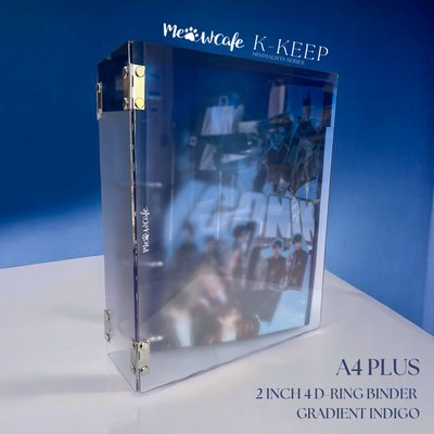 K-KEEP [A4 Plus] - [2 inch]  - Acrylic Binder Aesthetic Hardcover Binder D-Ring | Large Capacity Kpop Photocard Binder (Self-Assembly Required) - Gradient Indigo