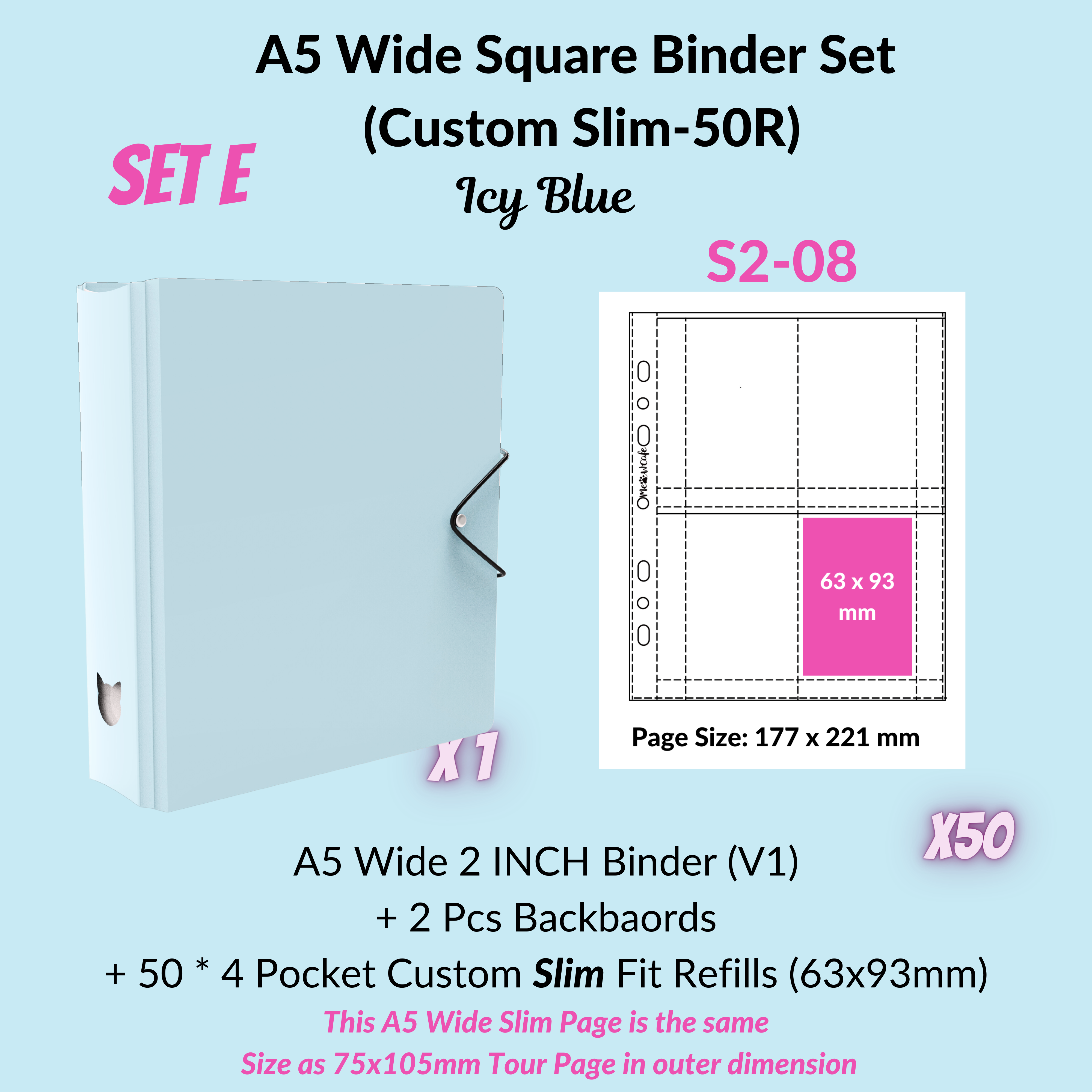 K-KEEP [A5 Wide]  Square Binder [V2 With Cat Button] - [2 inch] - [Minimalist Series]  - The Most Comprehensive and Largest A5 Binder Specially Designed for Kpop Collector