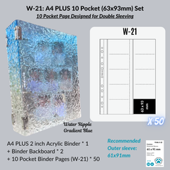 [A4 Plus] - [2 inch]  - Acrylic Binder Aesthetic Hardcover Binder D-Ring | Large Capacity Kpop Photocard Binder (Self-Assembly Required) - Gradient Blue Water Ripple