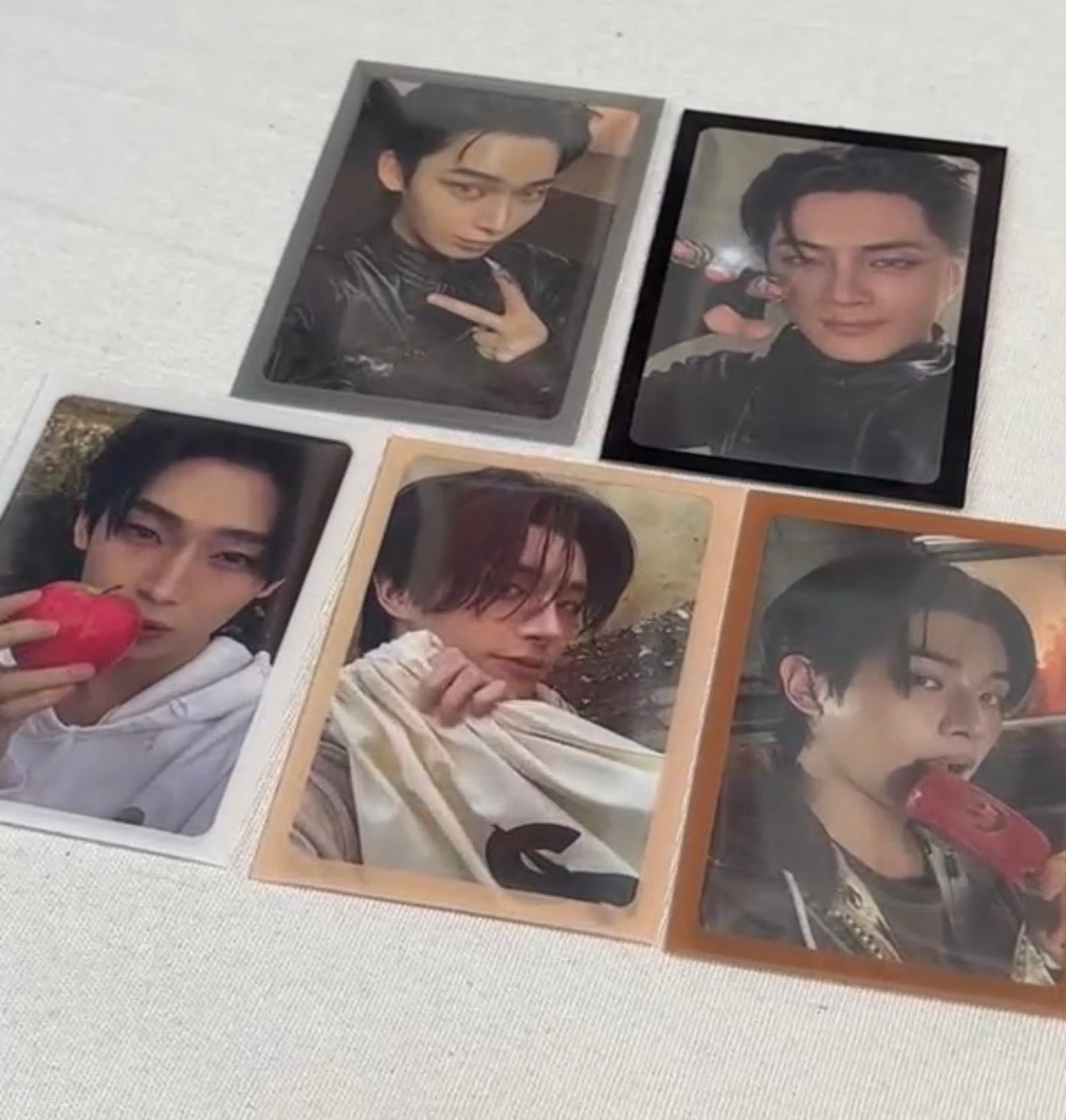 Meowcafe Premium [61x91 mm] Colored Frame Sleeves - Colored Frame Front + Clear Back For Special Visual Representation - Neutral Colors Variety Packs of 5 Colors Sample Set