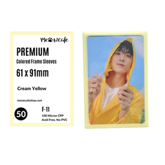 Meowcafe Premium [61x91 mm] Colored Frame Sleeves - Colored Frame Front + Clear Back For Special Visual Representation - Cream Yellow