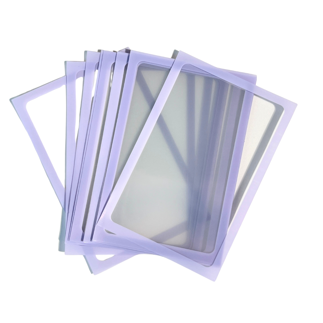 Meowcafe Premium [61x91 mm] Colored Frame Sleeves - Colored Frame Front + Clear Back For Special Visual Representation - Light Purple