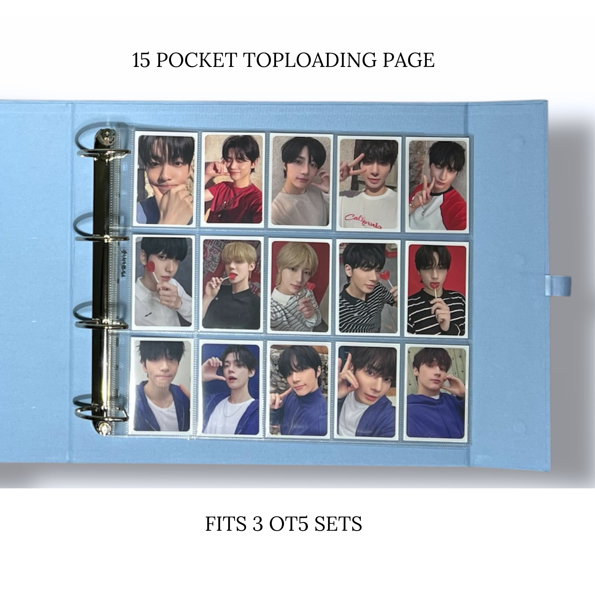 [Toploading Version] K-KEEP [A4 PLUS Extra Wide] - 15 Pocket (63x93mm) - 11 Holes Premium Binder Pages, 100 Micron Thick, High Definition (Pack of 10) - (P-05)