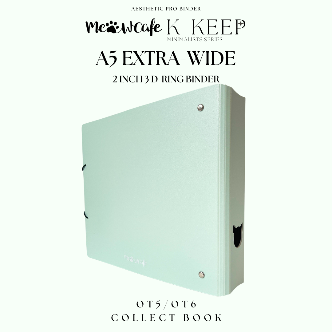 K-KEEP [A5 Extra-Wide] Binder [V2]- [2 inch] - [Minimalist Series] [Ice Green] "OT5/OT6" Collector Binder  6 Pocket Binder - Minimalist Series - Thicker and Tasty