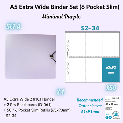 K-KEEP [A5 Extra-Wide] Binder [V2]- [2 inch] - [Minimalist Series] [Minimal Purple] "OT5/OT6" Collector Binder  6 Pocket Binder - Minimalist Series - Thicker and Tasty
