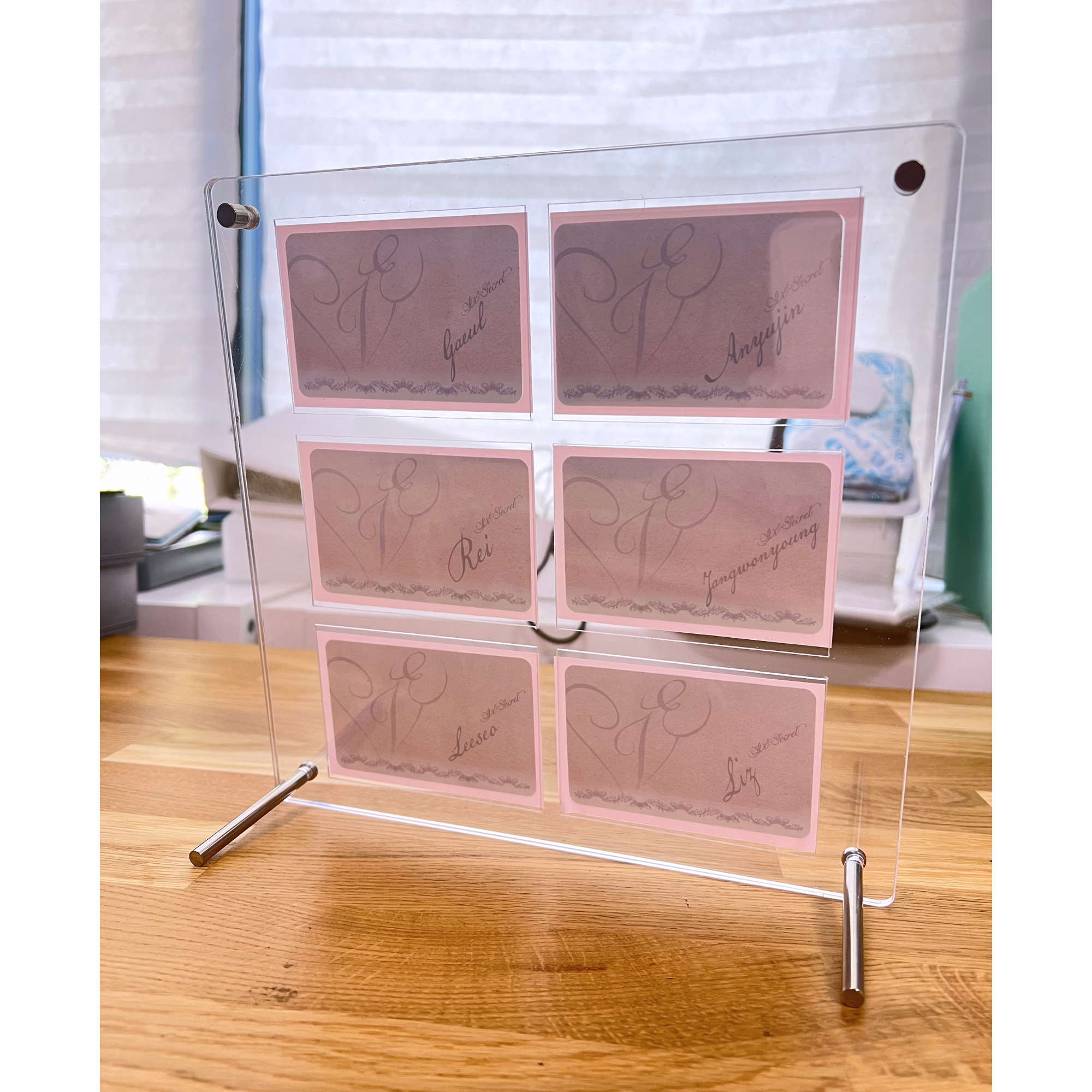 K-KEEP Acrylic Display Frame - [6 Cards Stand with Screws] Slot Size 62x92MM | Can Also be used to display Seventeen FML Signed Postcard Measuring 150x150mm