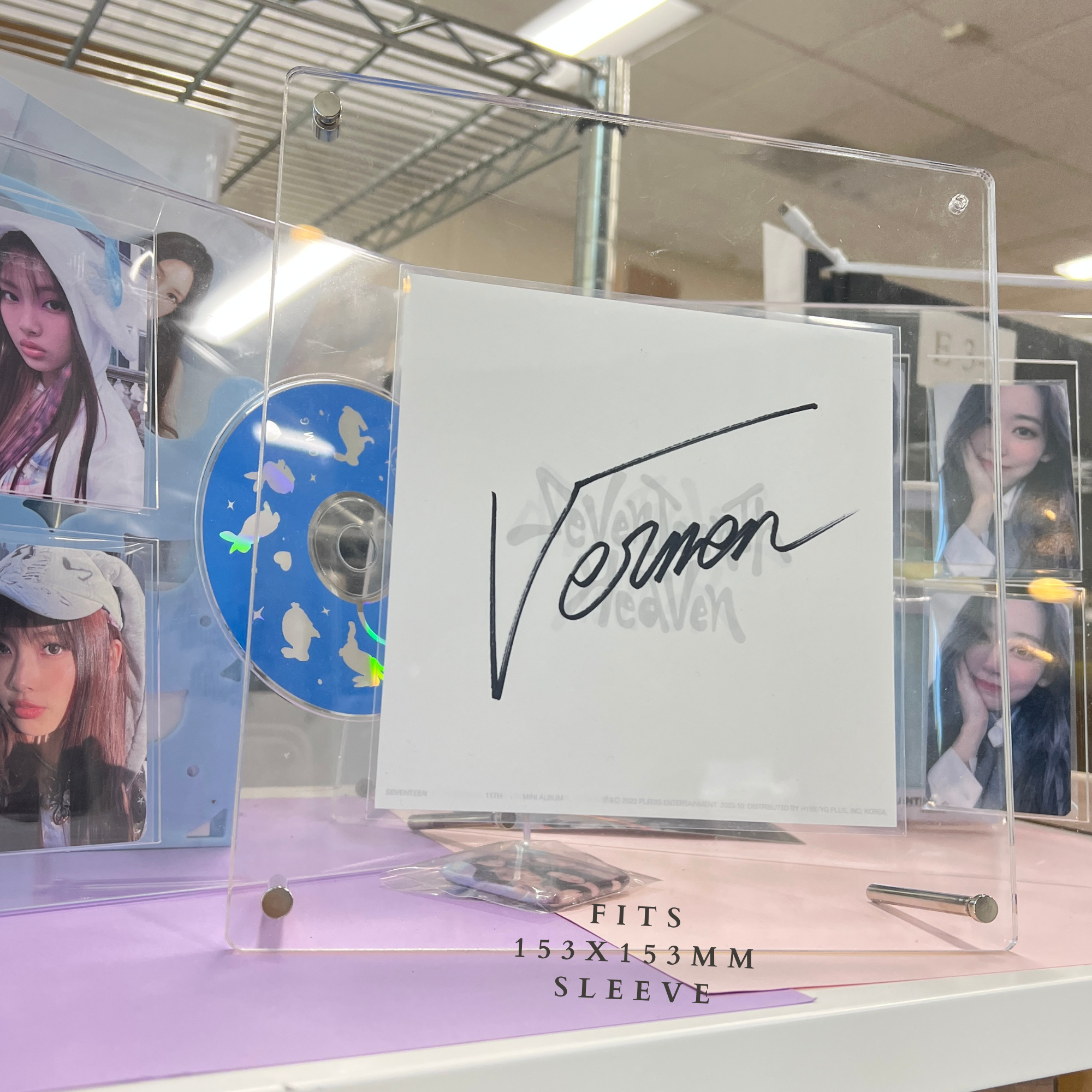 K-KEEP Acrylic Display Frame - [24x24CM DIY Friendly Customizable Frame] Maximal Fit 1 Signed 6 inch Postcard + 2 Photocard