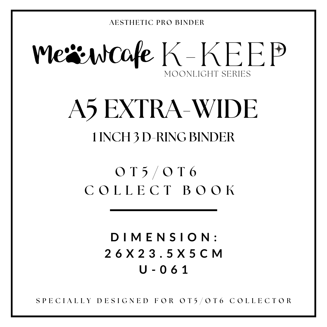 K-KEEP [A5 Extra-Wide] Binder - [1 inch] - [White Moonlight Series]- 6 Pocket | Soft PU Leather Binder D-Ring Designed for OT5/OT6 Collector