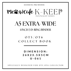 K-KEEP [A5 Extra-Wide] Binder - [1 inch] - [White Moonlight Series]- 6 Pocket | Soft PU Leather Binder D-Ring Designed for OT5/OT6 Collector