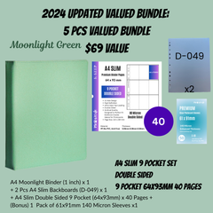 [2024 Updated Valued Bundle] K-KEEP [A4 Standard] Binder - [Moonlight Series] - Elegant PU Leather Kpop Photocard Binder - [Improved 1 Inch D-Ring]