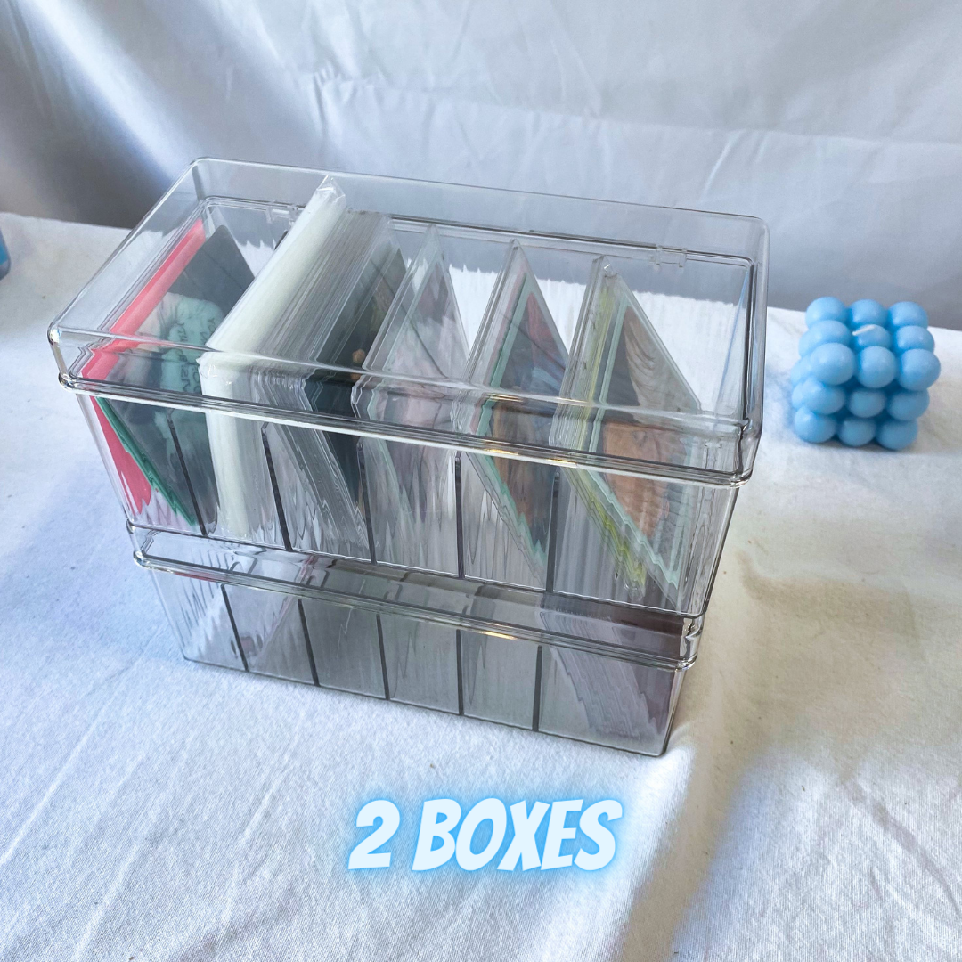 6 Section Acrylic Toploader and Photocard Storage and Sorting Box (Fits 100Pcs 3x4 Toploader)