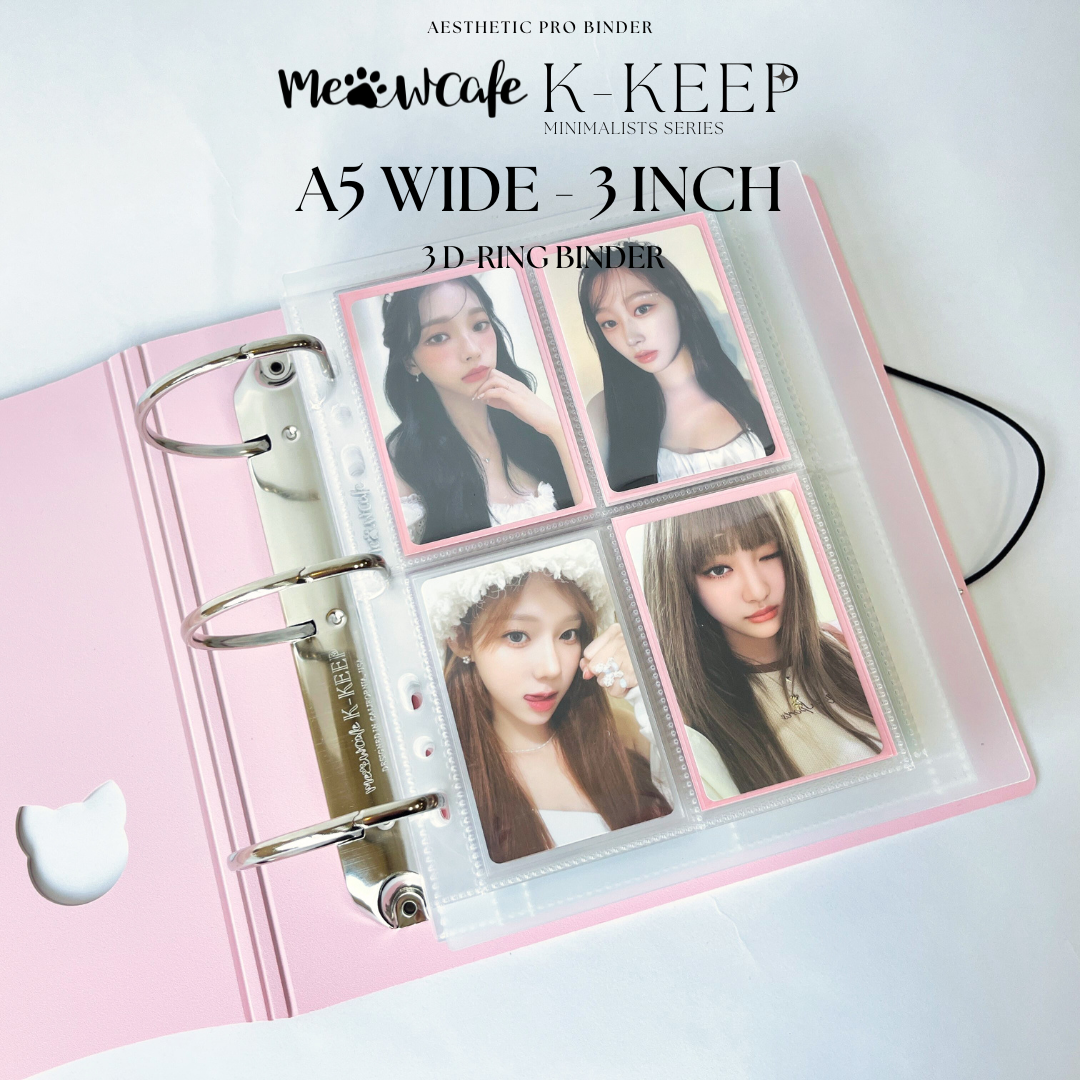 K-KEEP [A5 Wide]  Square Binder- [3 inch] - [Minimalist Series]  - The Most Comprehensive and Largest A5 Binder Specially Designed for Kpop Collector [Icy Pink]
