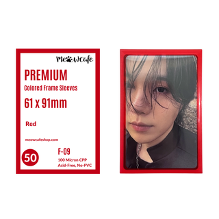Meowcafe Premium [61x91 mm] Colored Frame Sleeves - Colored Frame Front + Clear Back For Special Visual Representation - Red