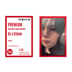 Meowcafe Premium [61x91 mm] Colored Frame Sleeves - Colored Frame Front + Clear Back For Special Visual Representation - Red