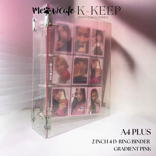 K-KEEP [A4 Plus] – [2 Zoll] – Ästhetischer Acryl-Ringbuch-Ordner mit festem Einband und D-Ring | Kpop-Fotokarten-Ordner mit großem Fassungsvermögen (Selbstmontage erforderlich) – Farbverlauf Pink