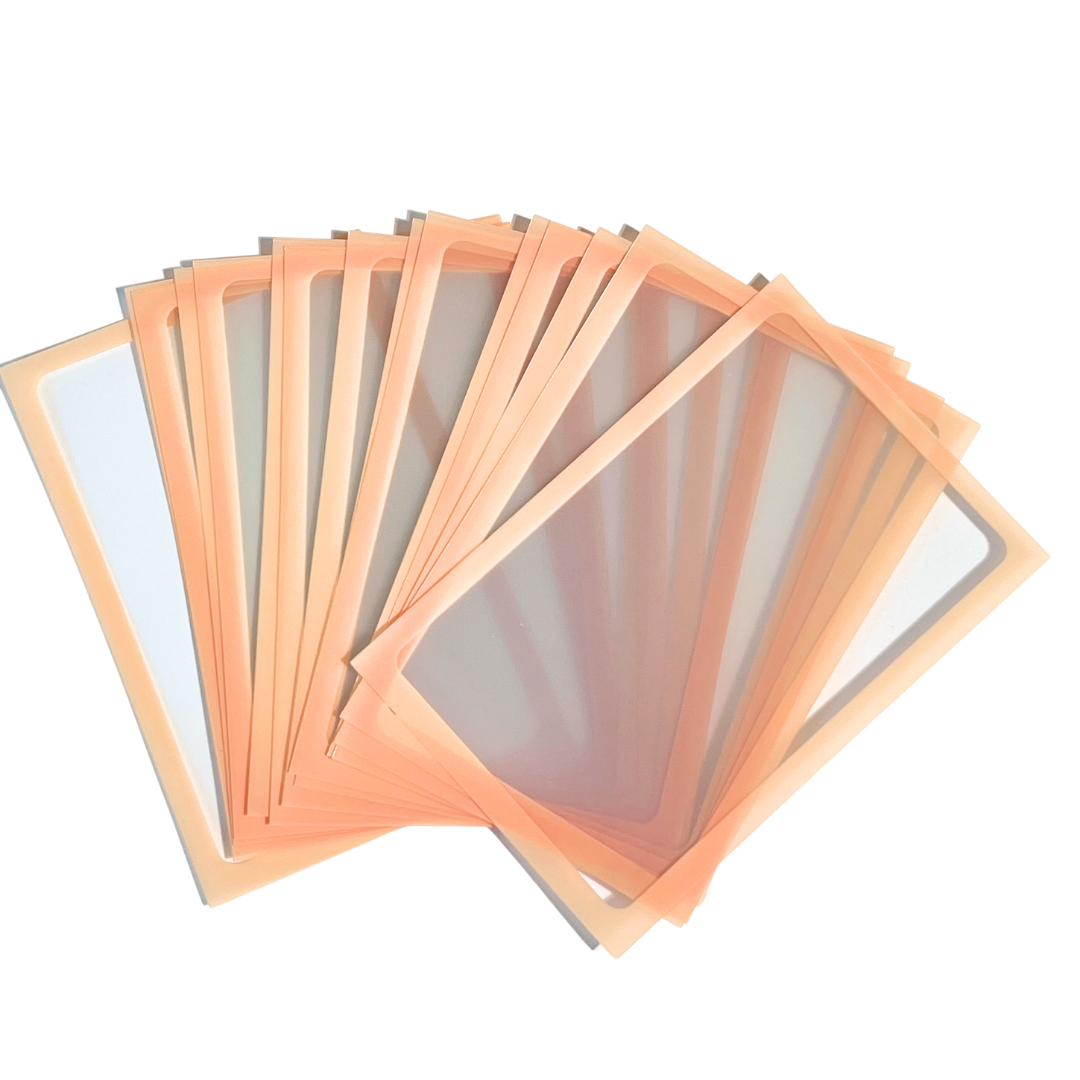 Meowcafe Premium [61x91 mm] Colored Frame Sleeves - Colored Frame Front + Clear Back For Special Visual Representation - Peach Fuzz