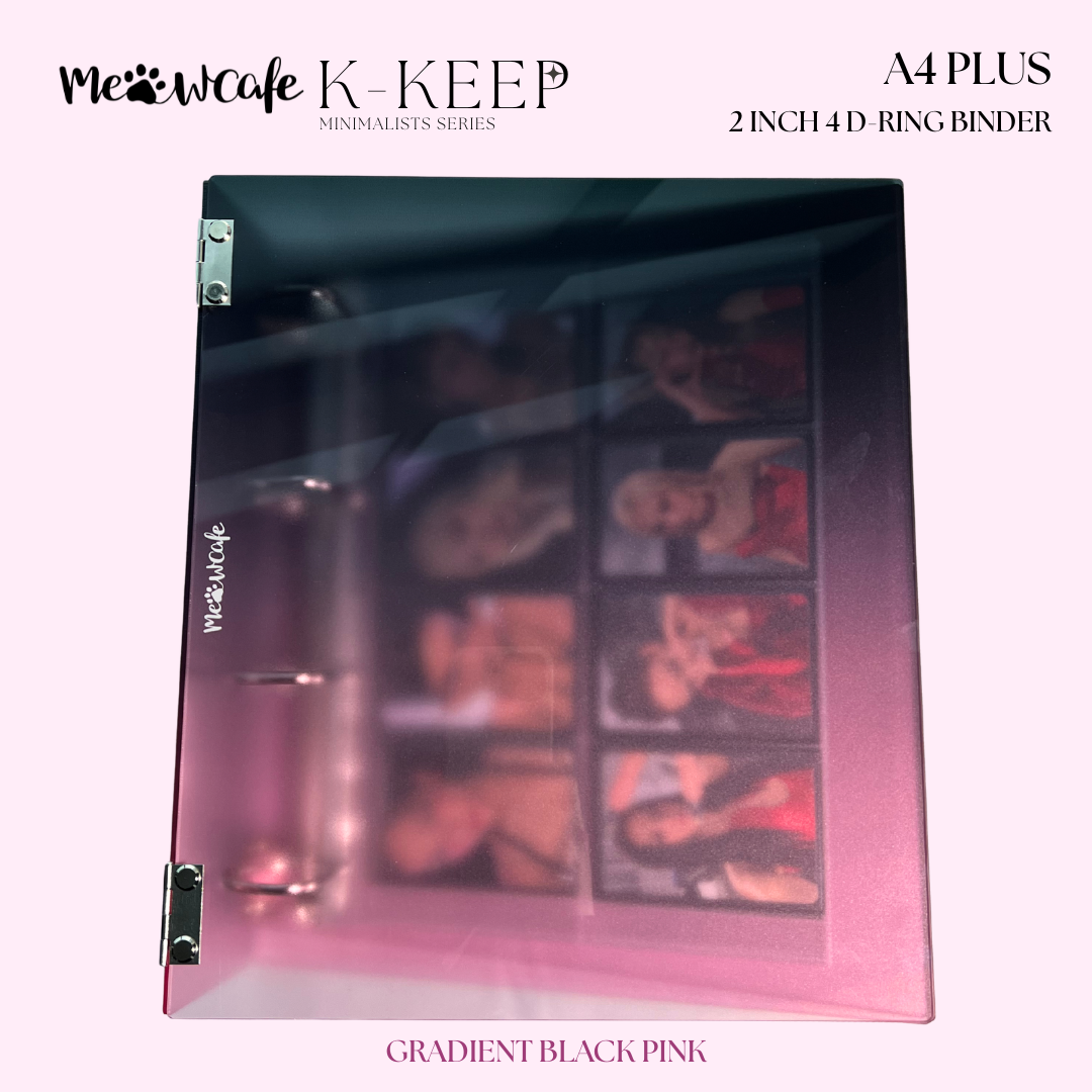 K-KEEP [A4 Plus] - [2 inch]  - Acrylic Binder Aesthetic Hardcover Binder D-Ring | Large Capacity Kpop Photocard Binder (Self-Assembly Required) - Gradient Black Pink
