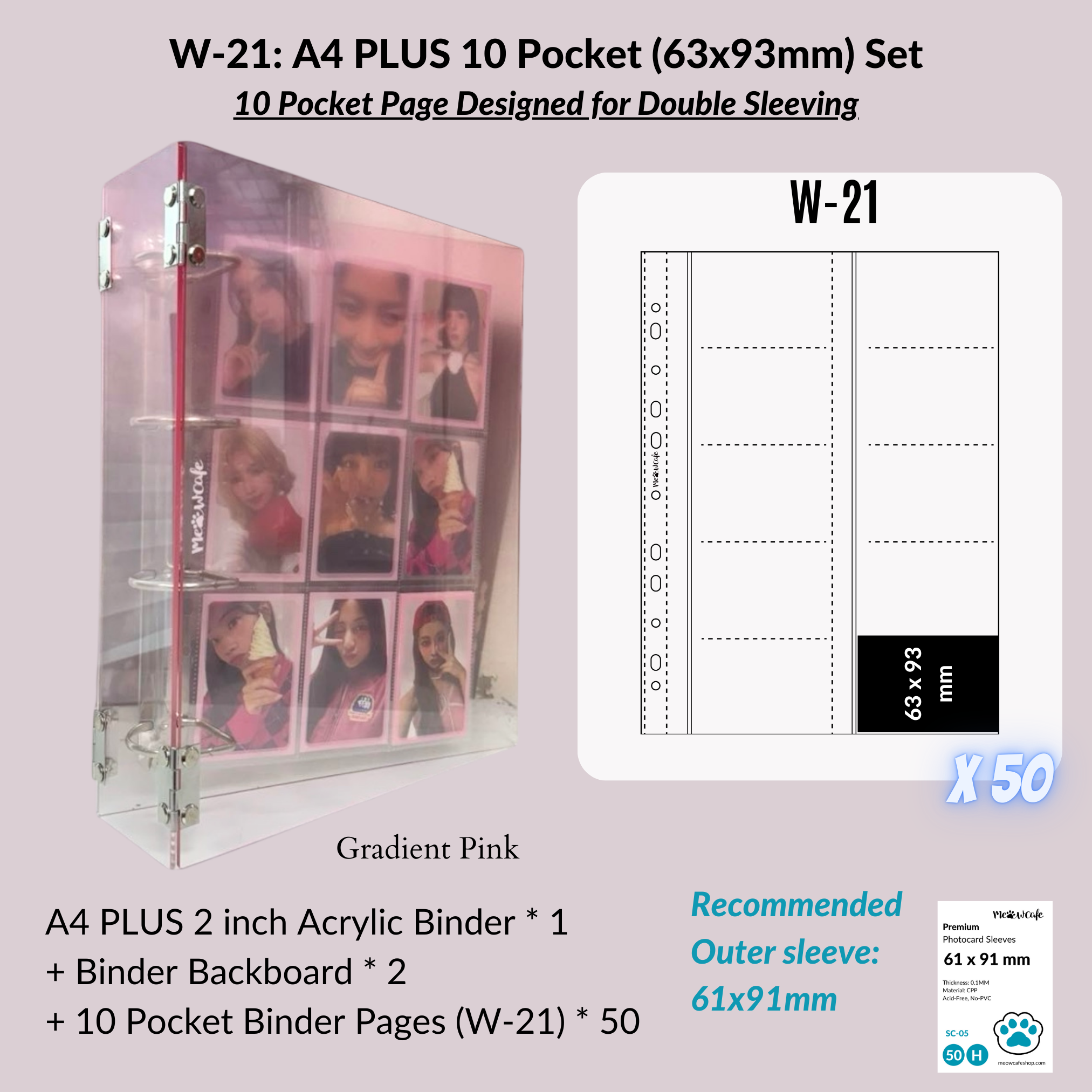 K-KEEP [A4 Plus] - [2 inch]  - Acrylic Binder Aesthetic Hardcover Binder D-Ring | Large Capacity Kpop Photocard Binder (Self-Assembly Required) - Gradient Pink