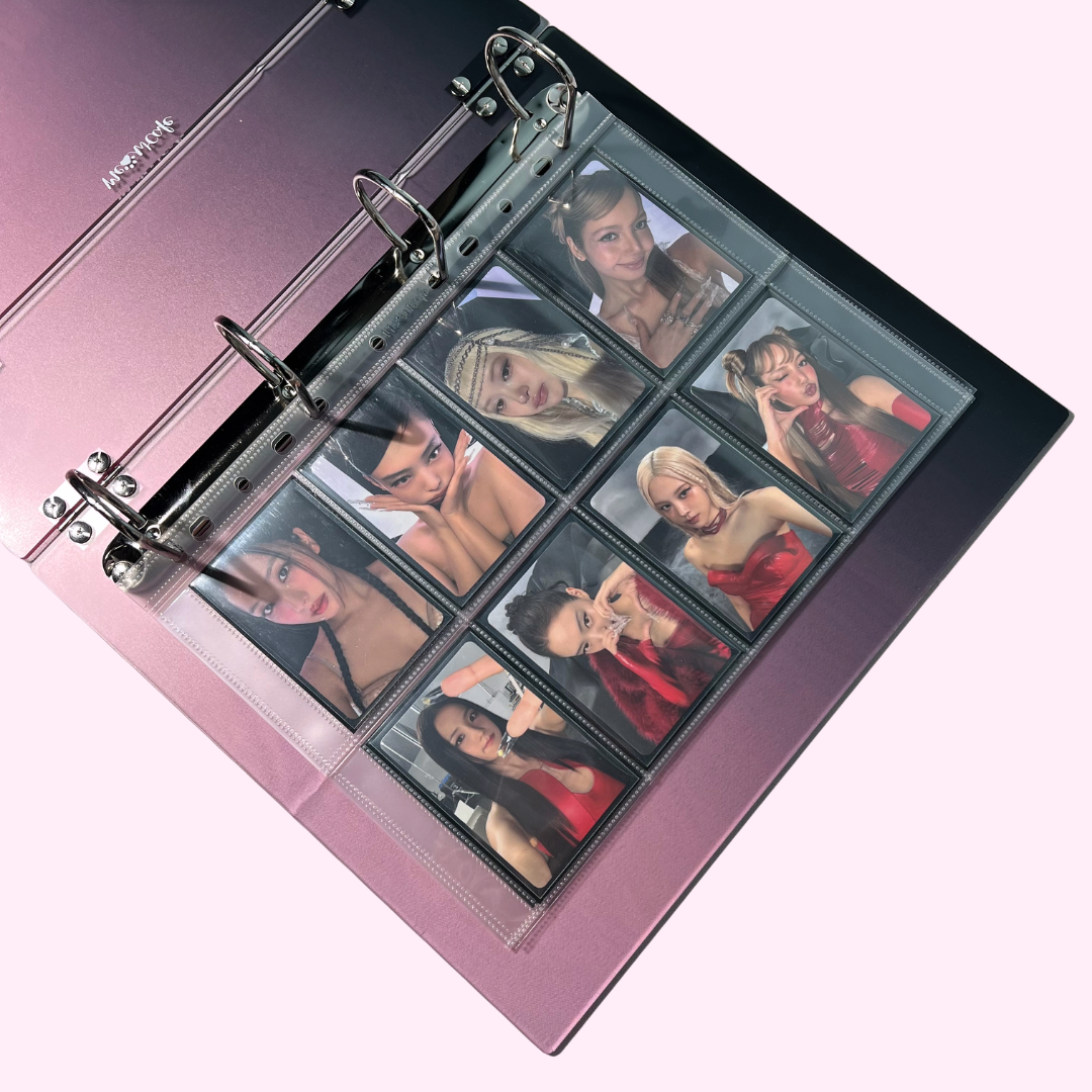 K-KEEP [A4 Plus] - [2 inch]  - Acrylic Binder Aesthetic Hardcover Binder D-Ring | Large Capacity Kpop Photocard Binder (Self-Assembly Required) - Gradient Black Pink