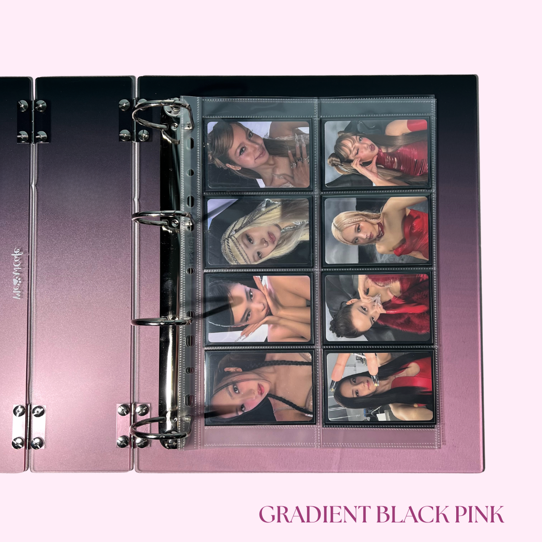 K-KEEP [A4 Plus] - [2 inch]  - Acrylic Binder Aesthetic Hardcover Binder D-Ring | Large Capacity Kpop Photocard Binder (Self-Assembly Required) - Gradient Black Pink