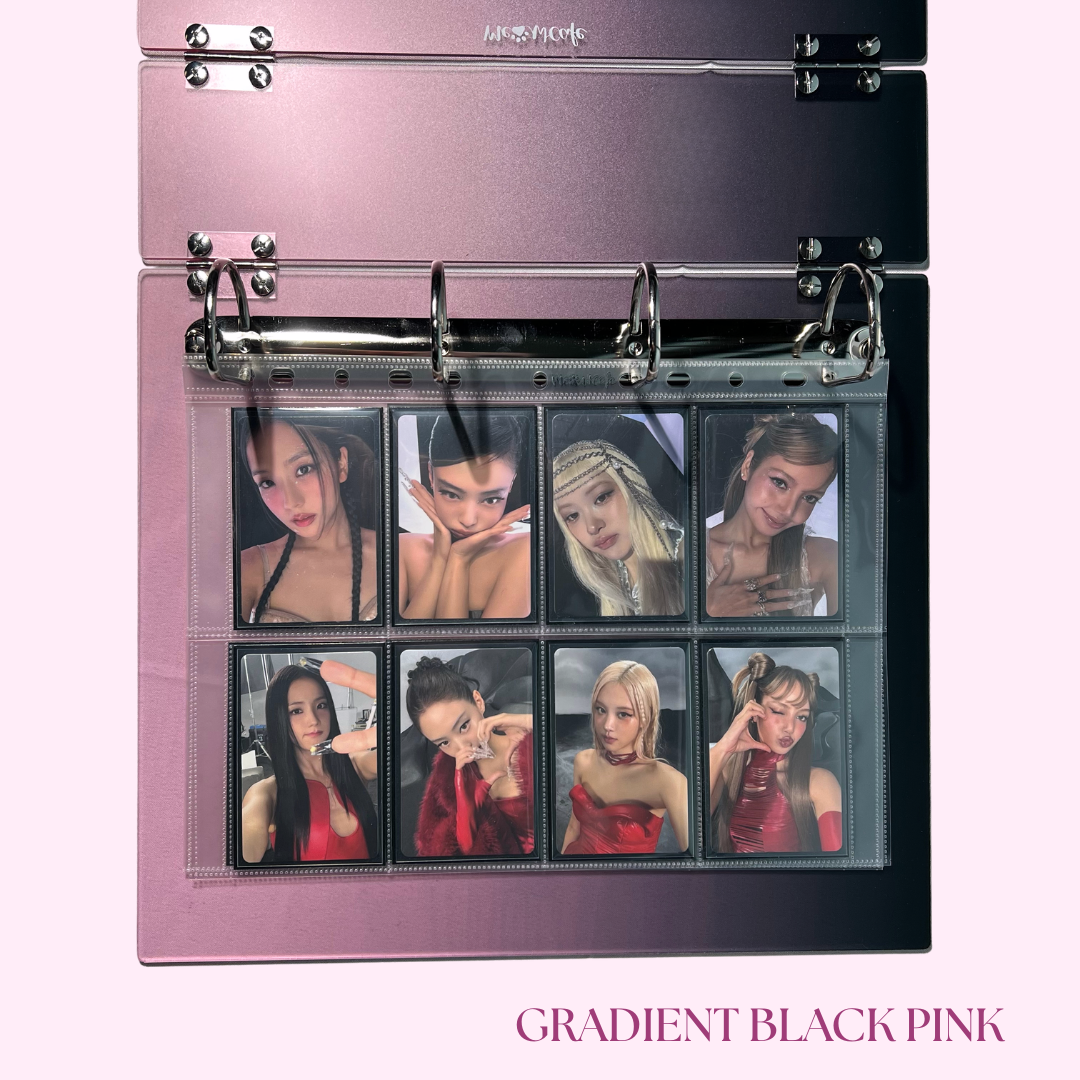 K-KEEP [A4 Plus] - [2 inch]  - Acrylic Binder Aesthetic Hardcover Binder D-Ring | Large Capacity Kpop Photocard Binder (Self-Assembly Required) - Gradient Black Pink