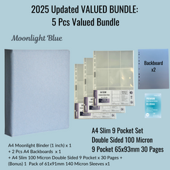 [2025 Updated Valued Bundle] K-KEEP [A4 Standard] Binder - [Moonlight Series] - Elegant PU Leather Kpop Photocard Binder - [Improved 1 Inch D-Ring]