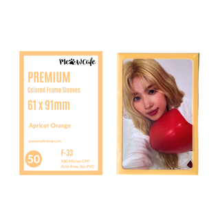 Meowcafe Premium [61x91 mm] Colored Frame Sleeves - Colored Frame Front + Clear Back For Special Visual Representation - Apricot Orange (F-33)