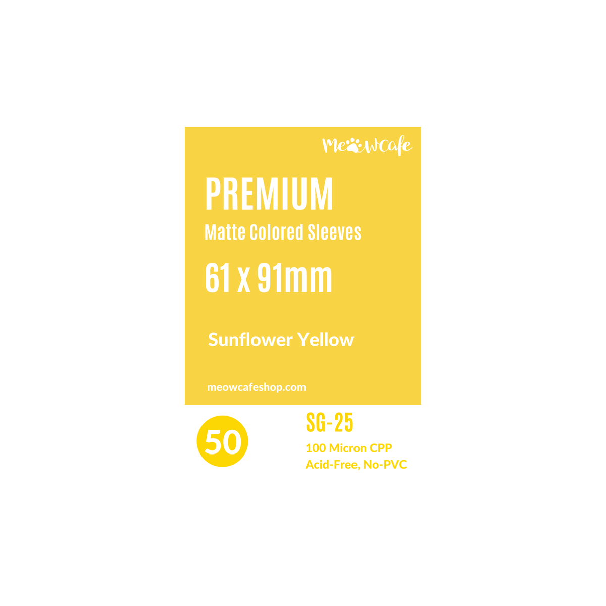 [PRE ORDER][Ship on Aug 30th]Meowcafe [61x91 mm] Premium Colored Matte Sleeves - Sunflower Yellow (SG-25)
