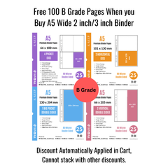 [B Grade] 50 A5 Pages, Free When you  Buy A5 Wide 2 inch/3 inch Binder