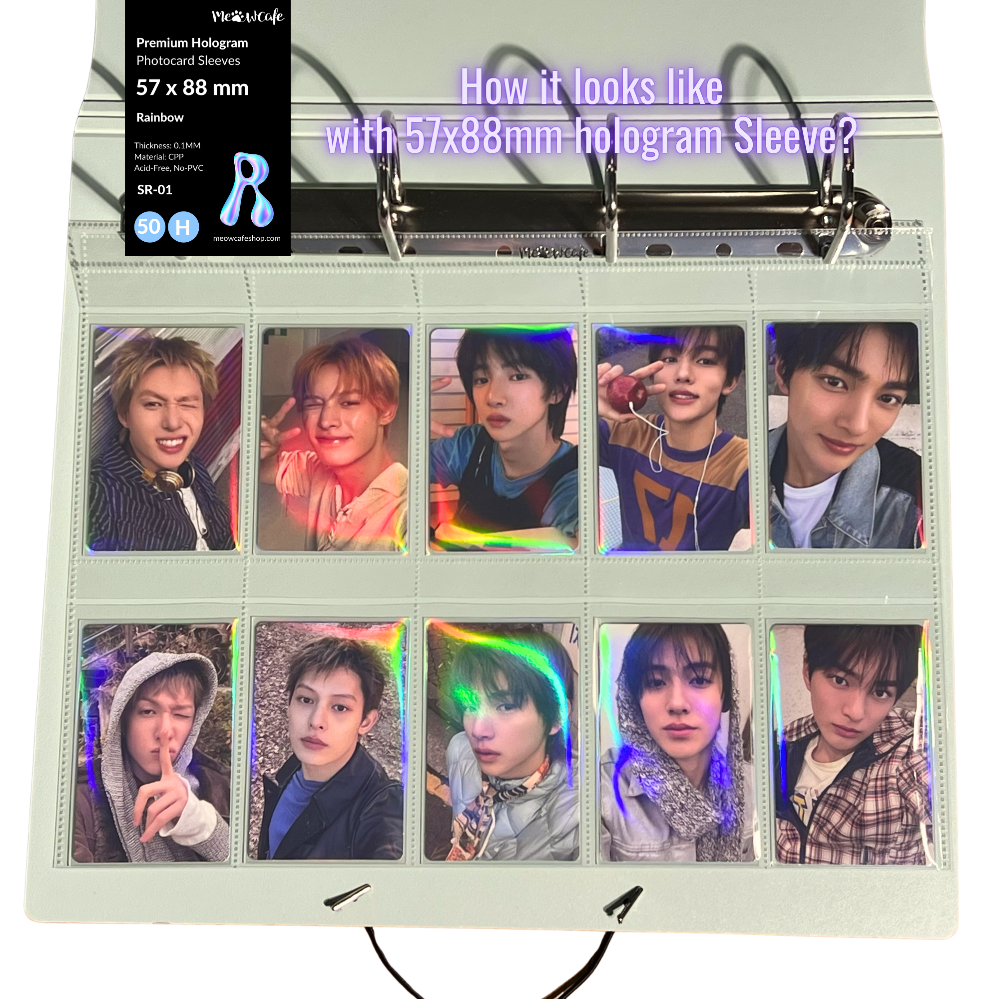 K-KEEP [A4 PLUS] - 10 Pocket 61x93mm - 11 Holes Premium Binder Pages, 100 Micron Thick, High Definition (Pack of 10) - (W-22)