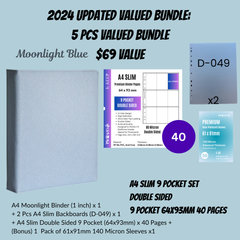 [2024 Updated Valued Bundle] K-KEEP [A4 Standard] Binder - [Moonlight Series] - Elegant PU Leather Kpop Photocard Binder - [Improved 1 Inch D-Ring]