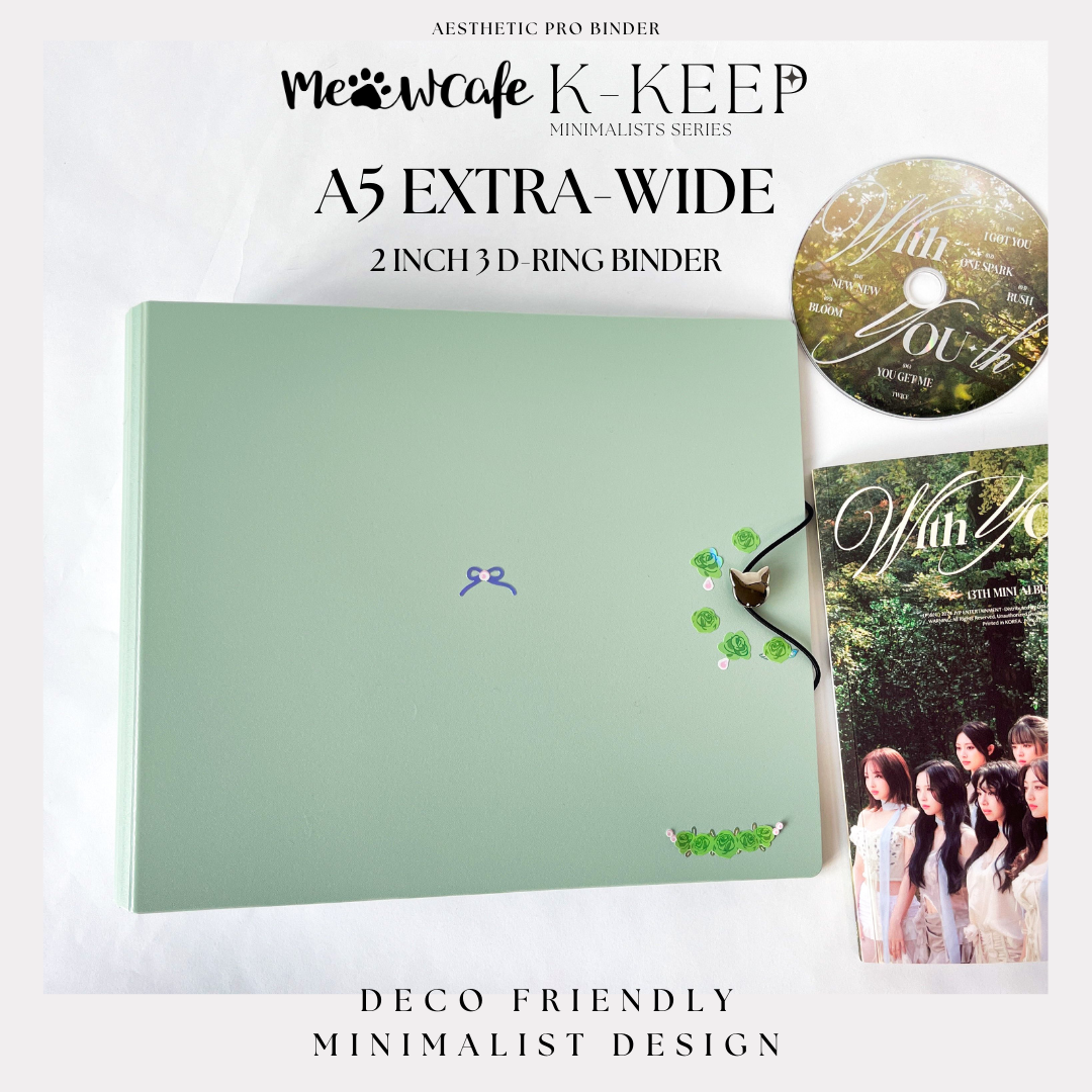 K-KEEP [A5 Extra-Wide] Binder [V2]- [2 inch] - [Minimalist Series] [Ice Green] "OT5/OT6" Collector Binder  6 Pocket Binder - Minimalist Series - Thicker and Tasty