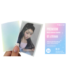 [Single Sided Stardust] Meowcafe [61 x 91 mm] Premium Stardust Sleeves - Gradient Mermaid Stardust (White Front + Mermaid Stardust Back)