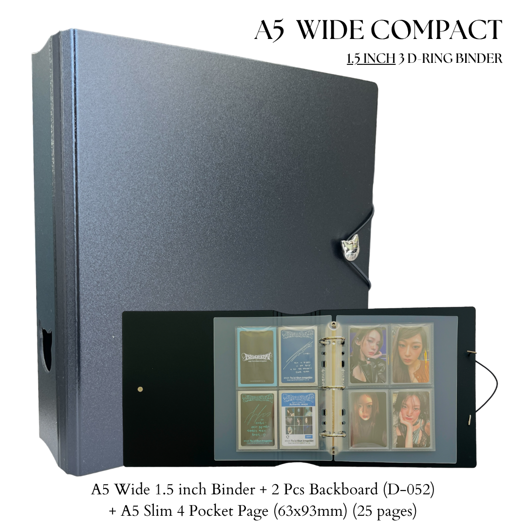 K-KEEP [A5 Wide]  Square Binder - [1.5 inch] - [Minimalist Series]  - D-Ring Compact Beginner Friendly Comprehensive Collector Binder