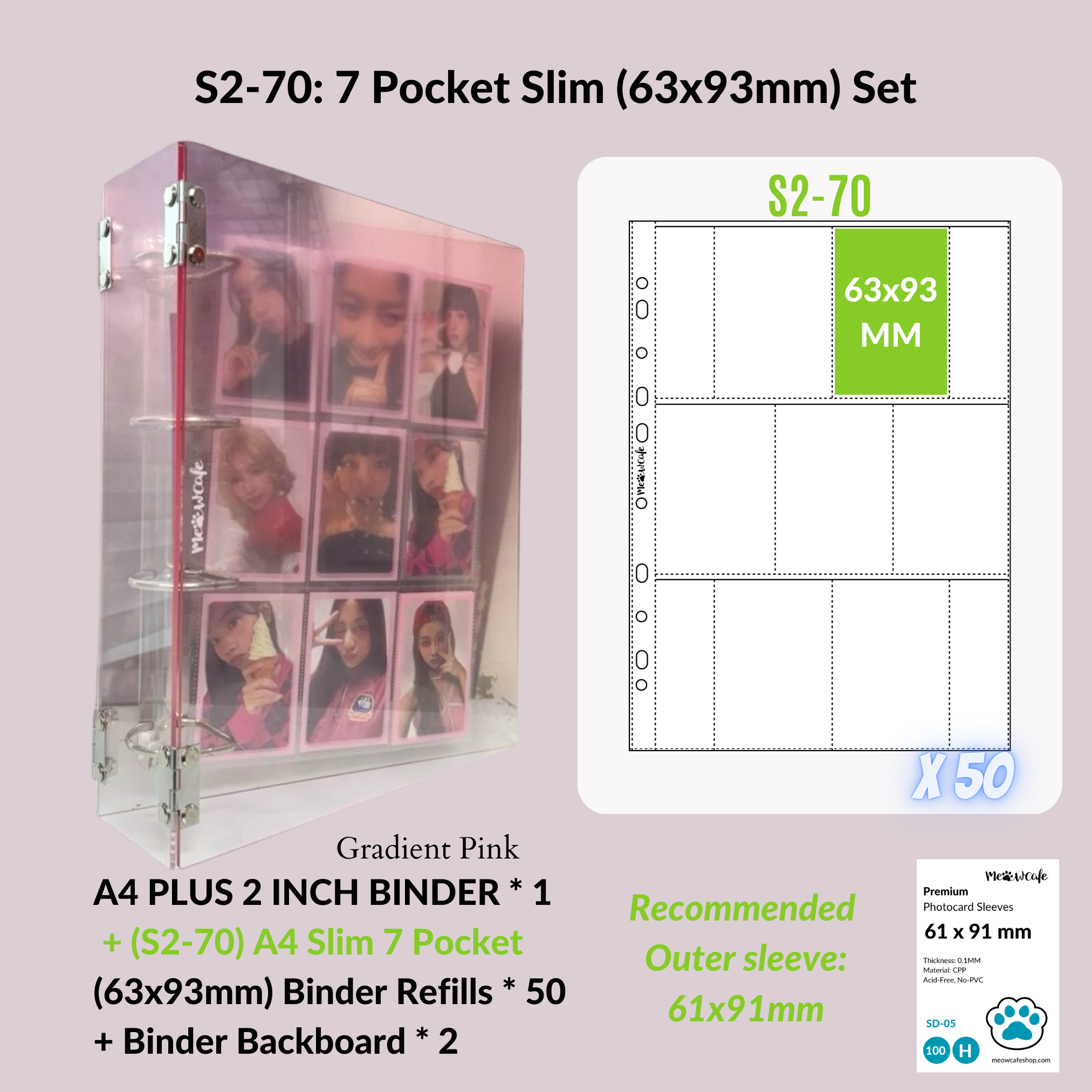 K-KEEP [A4 Plus] - [2 inch]  - Acrylic Binder Aesthetic Hardcover Binder D-Ring | Large Capacity Kpop Photocard Binder (Self-Assembly Required) - Gradient Pink