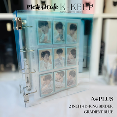 K-KEEP [A4 Plus] - [2 inch]  - Acrylic Binder Aesthetic Hardcover Binder D-Ring | Large Capacity Kpop Photocard Binder (Self-Assembly Required) - Gradient Blue