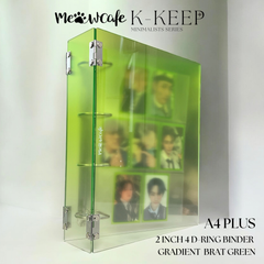 K-KEEP [A4 Plus] - [2 inch]  - Acrylic Binder Aesthetic Hardcover Binder D-Ring | Large Capacity Kpop Photocard Binder (Self-Assembly Required) - Gradient Brat Green