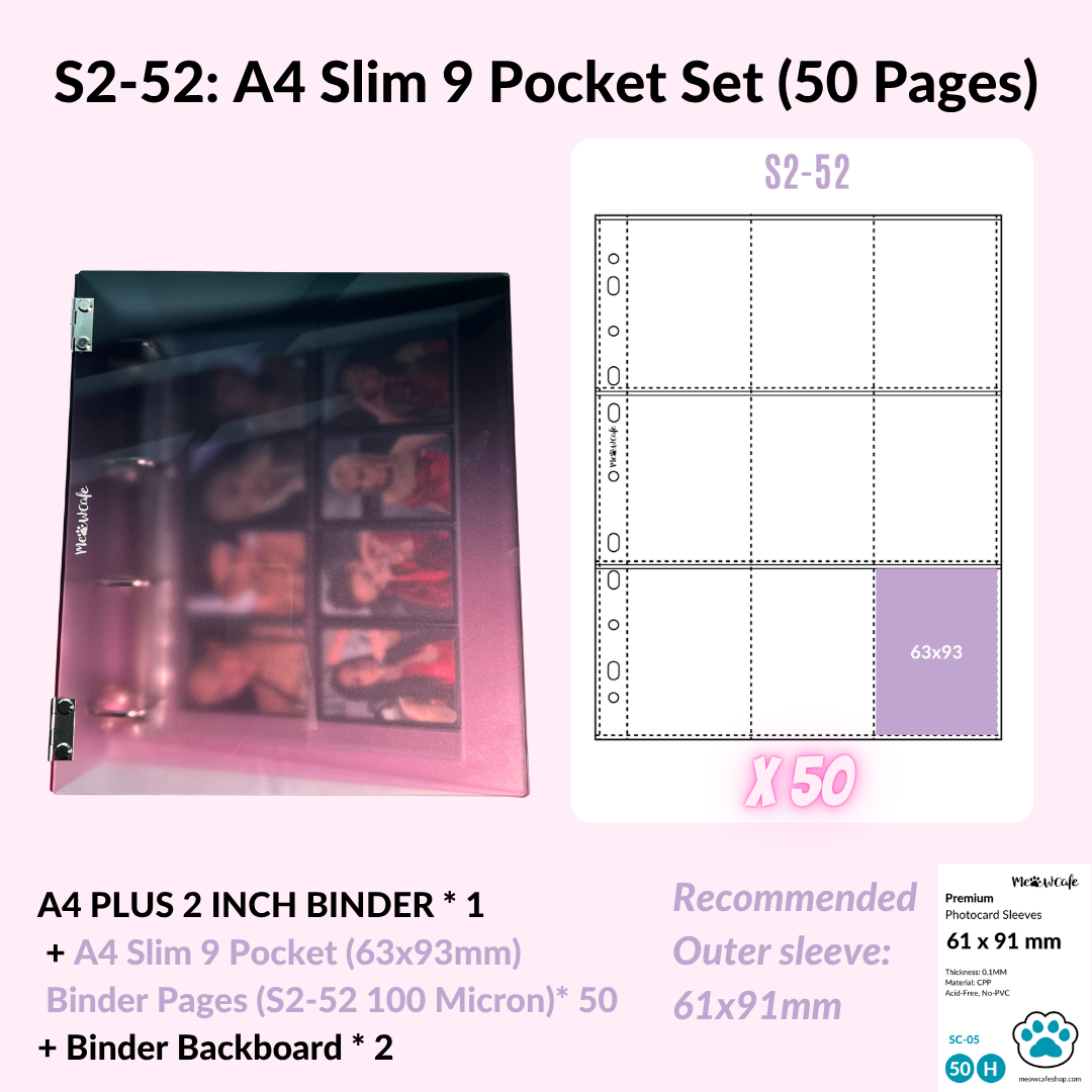 K-KEEP [A4 Plus] - [2 inch]  - Acrylic Binder Aesthetic Hardcover Binder D-Ring | Large Capacity Kpop Photocard Binder (Self-Assembly Required) - Gradient Black Pink