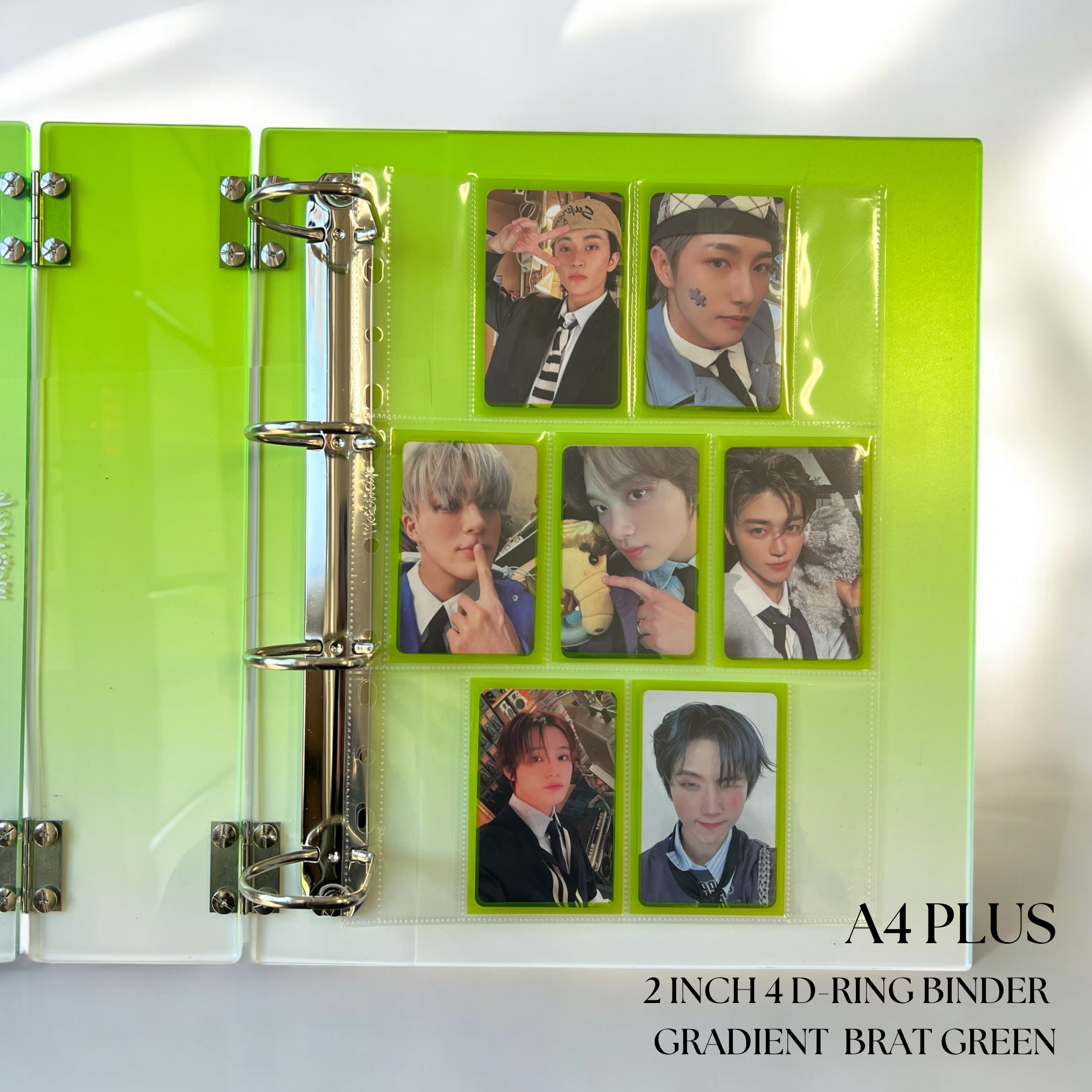 K-KEEP [A4 Plus] - [2 inch]  - Acrylic Binder Aesthetic Hardcover Binder D-Ring | Large Capacity Kpop Photocard Binder (Self-Assembly Required) - Gradient Brat Green