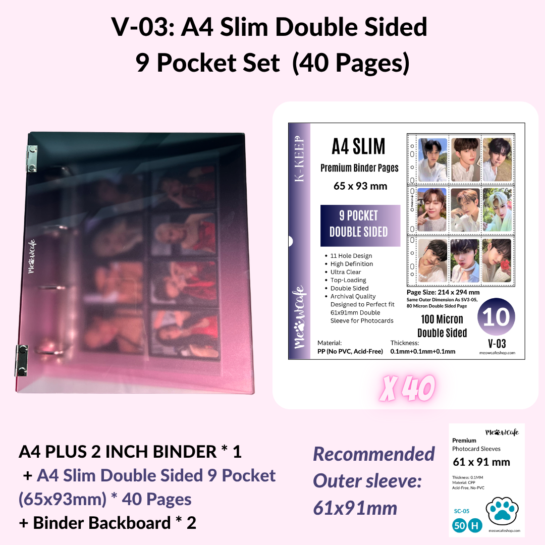 K-KEEP [A4 Plus] - [2 inch]  - Acrylic Binder Aesthetic Hardcover Binder D-Ring | Large Capacity Kpop Photocard Binder (Self-Assembly Required) - Gradient Black Pink