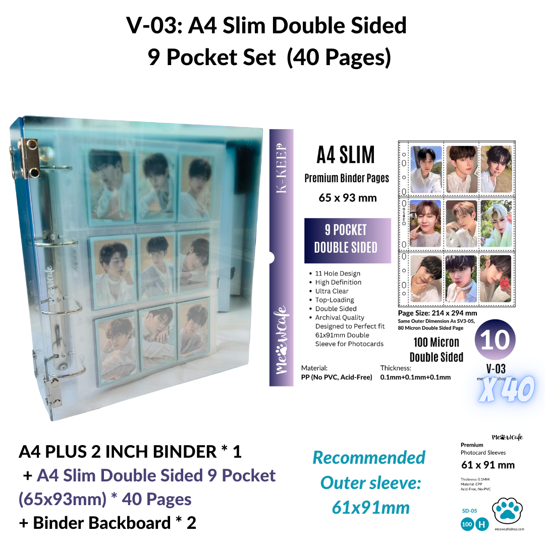 K-KEEP [A4 Plus] - [2 inch]  - Acrylic Binder Aesthetic Hardcover Binder D-Ring | Large Capacity Kpop Photocard Binder (Self-Assembly Required) - Gradient Blue