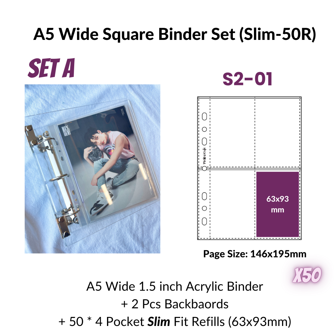 K-KEEP [A5 Wide] - Acrylic Series - 1.5 inch 3-D-Ring Acrylic Binder | Large Capacity Kpop Inclusion Display Binder