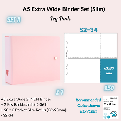 K-KEEP [A5 Extra-Wide] Binder [V2]- [2 inch] - [Minimalist Series] [Icy Pink] "OT5/OT6" Collector Binder  6 Pocket Binder - Minimalist Series - Thicker and Tasty