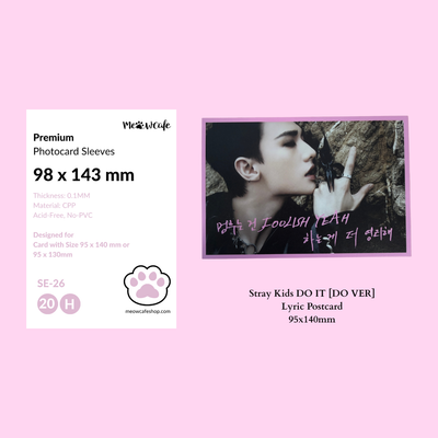 [98x143MM]  Meowcafe Premium CPP Card Sleeve for 95x140mm LSF Signed Stray Kids Lyric Postcard (Pack of 20 Sleeves)