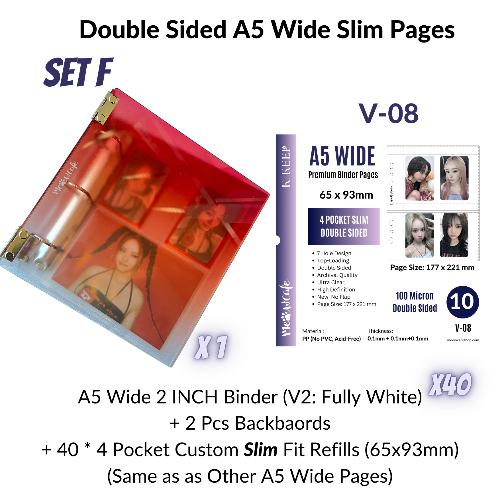 K-KEEP [A5 Wide] - [1.5 Inch] - [Gradient Acrylic Series] - Aesthetic Display Binder