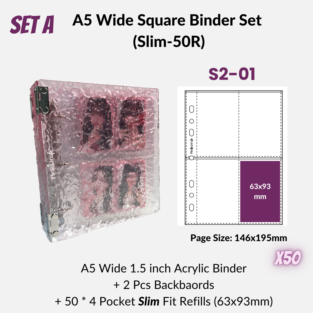 [Winter Special Release] K-KEEP [A5 Wide] - Water Ripple Effect Acrylic Series - 1.5 inch 3-D-Ring Acrylic Binder | Large Capacity Kpop Inclusion Display Binder (Self Assembly Required) - Icy Pink